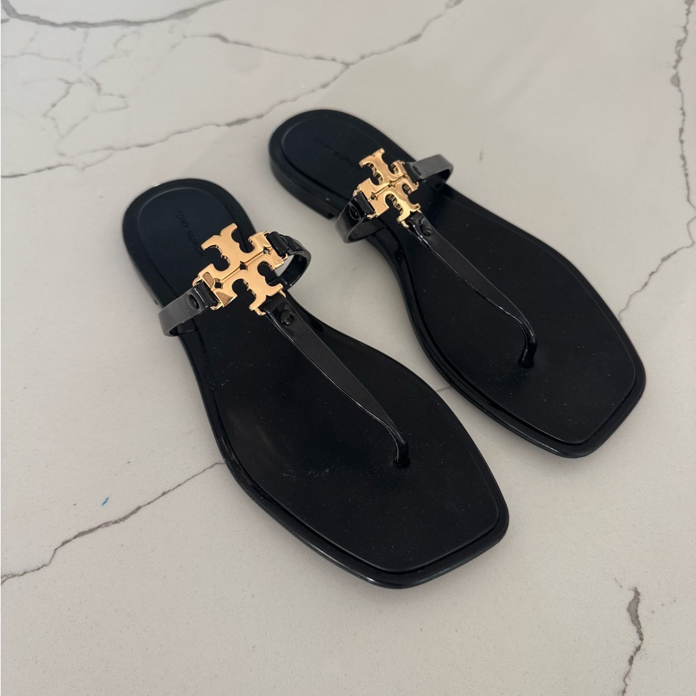 Tory Burch Sandals with Gold Logo Accent, Worn Once!!